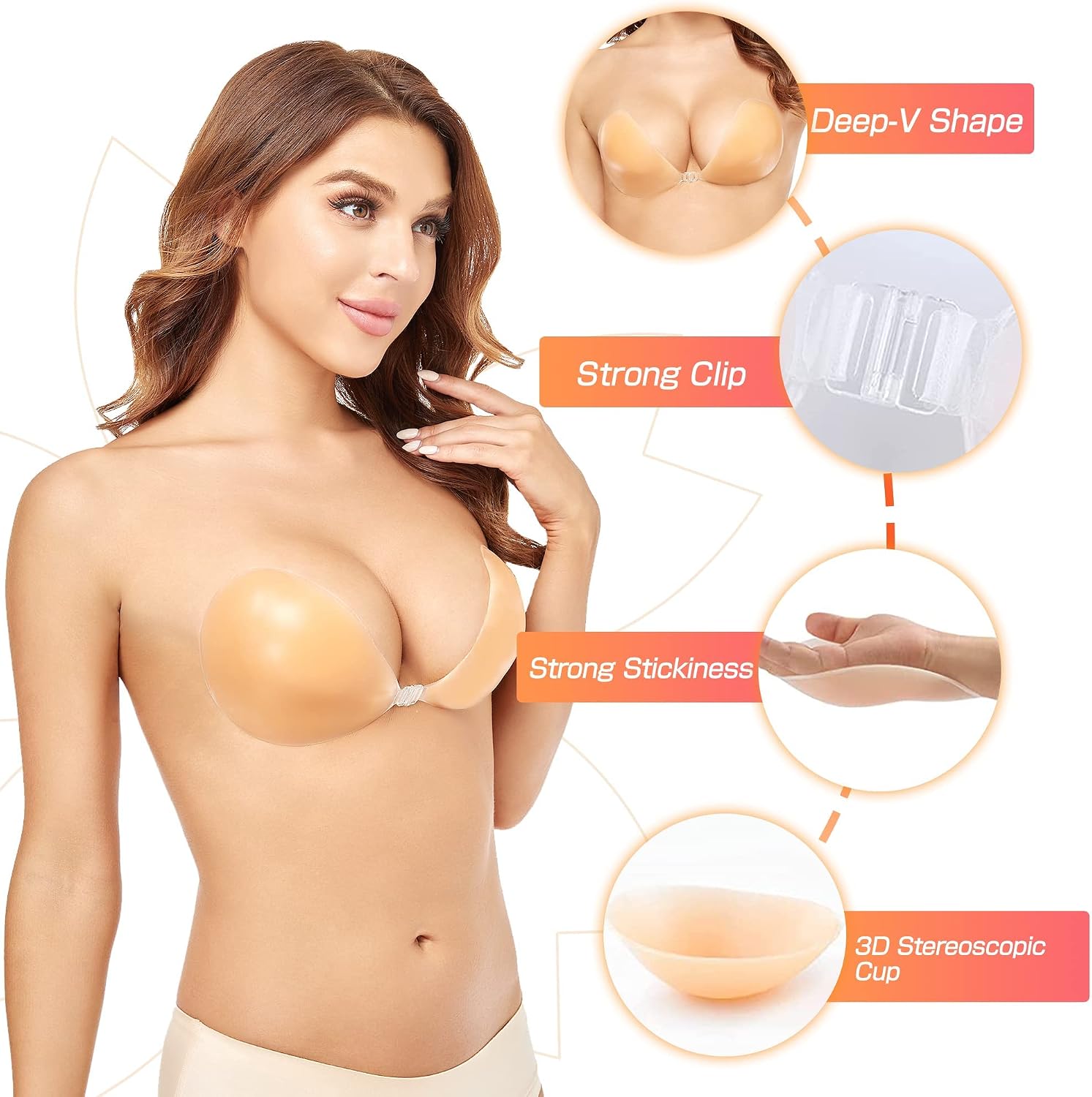 Push-Up Wire-Free Solid Silico - Strapless Bra Backless recension och pris